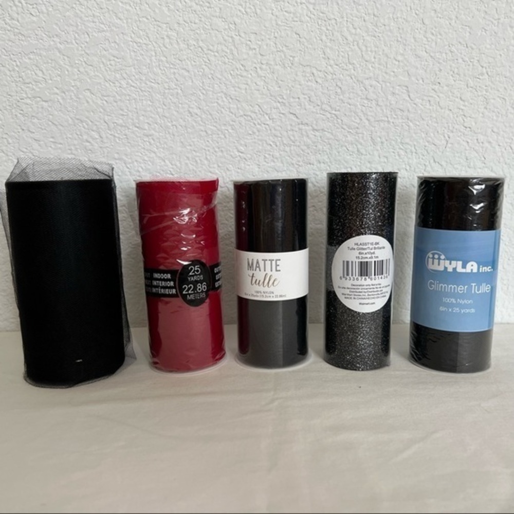 Tulle  5 Rolls  4 Black & Red   170 yards approx  New